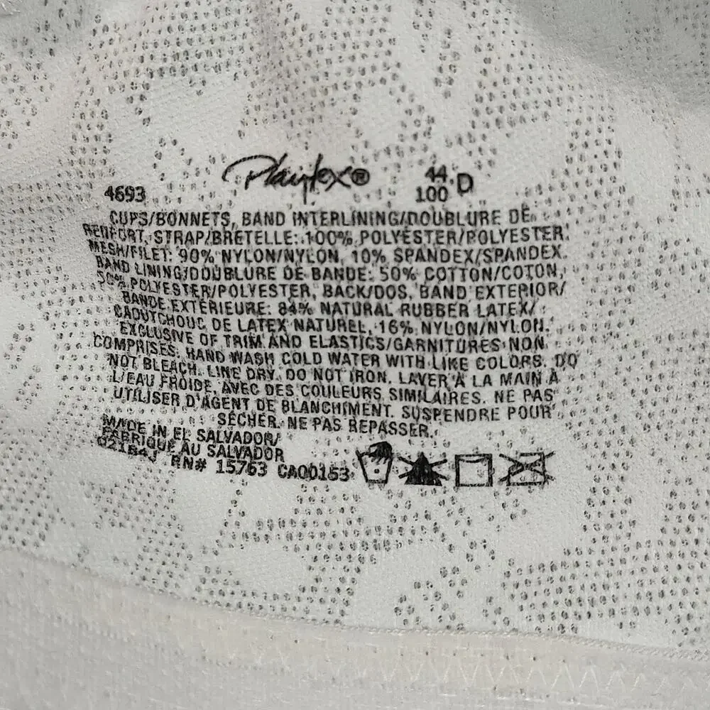 Playtex 18 Hour Ultimate Shoulder Comfort White Bra 44D Style 4693